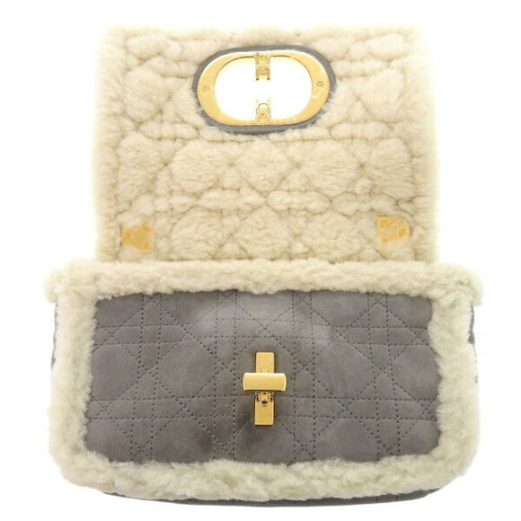 Christian Dior Caro Mouton Suede Gray Chain Shoulder Bag - Picture 6 of 8